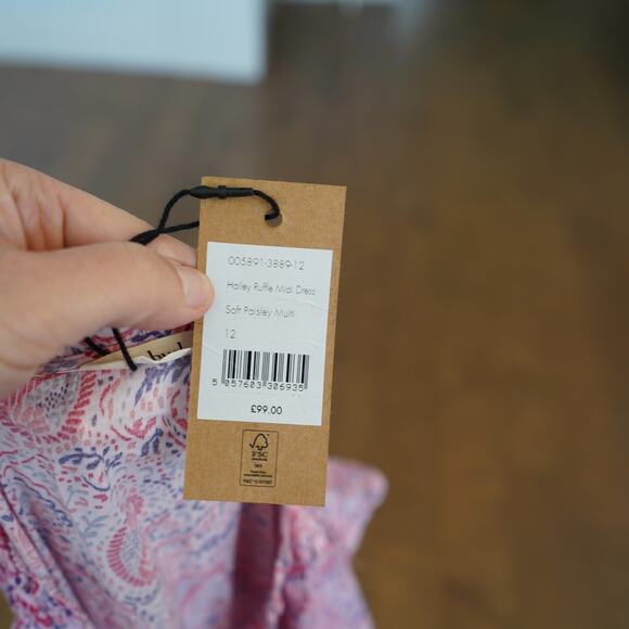 NWT‎ Hush Womens Hailey Ruffle Midi Dress In Soft Paisley Multi 12 - Picture 5 of 8